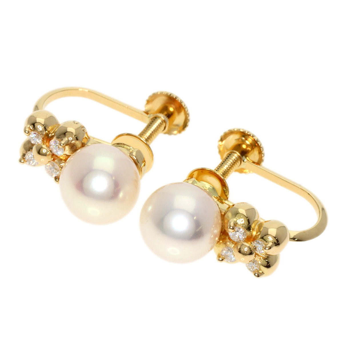 TASAKI Pearl Pearl Diamond Earring K18 Yellow Gold Ladies [Used]