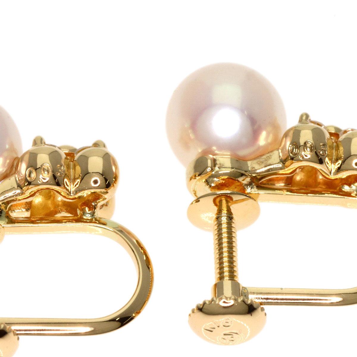 TASAKI Pearl Pearl Diamond Earring K18 Yellow Gold Ladies [Used]