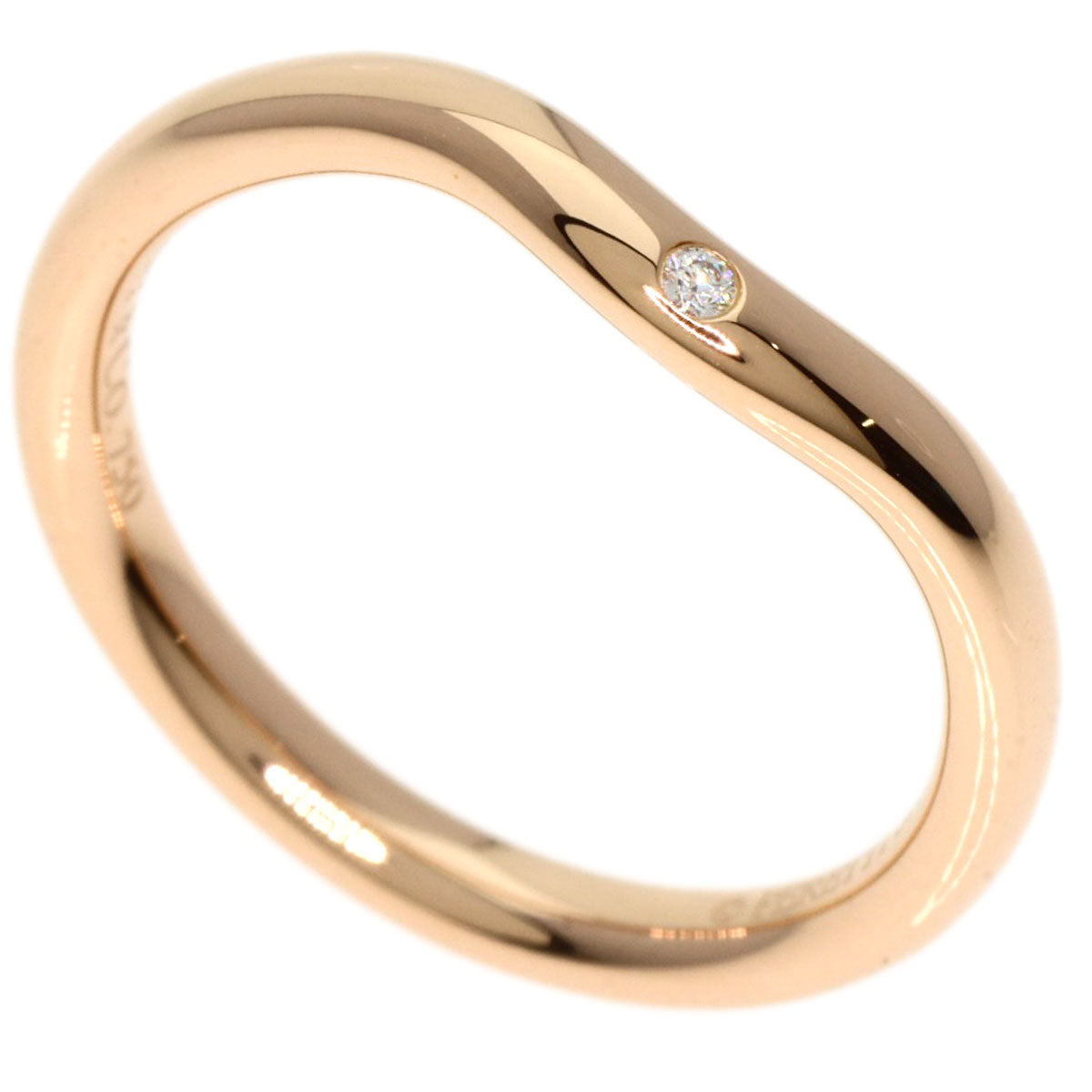 TIFFANY&Co. Curved Band 1P Diamond Ring K18 Pink Gold Ladies [Used]
