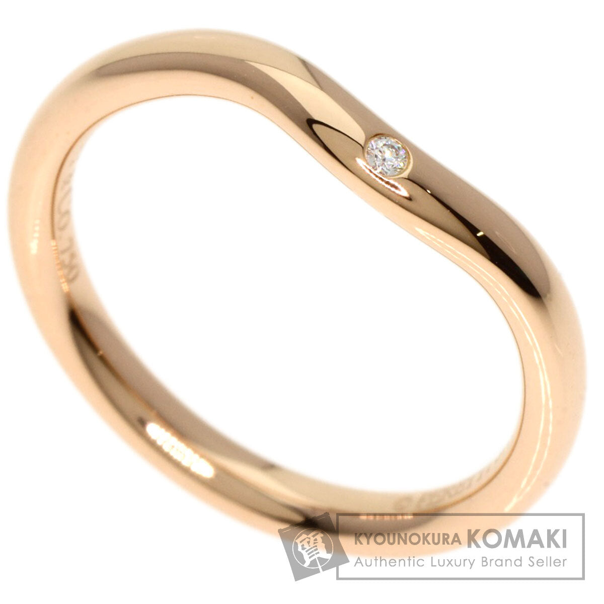 TIFFANY&Co. Curved Band 1P Diamond Ring K18 Pink Gold Ladies [Used]