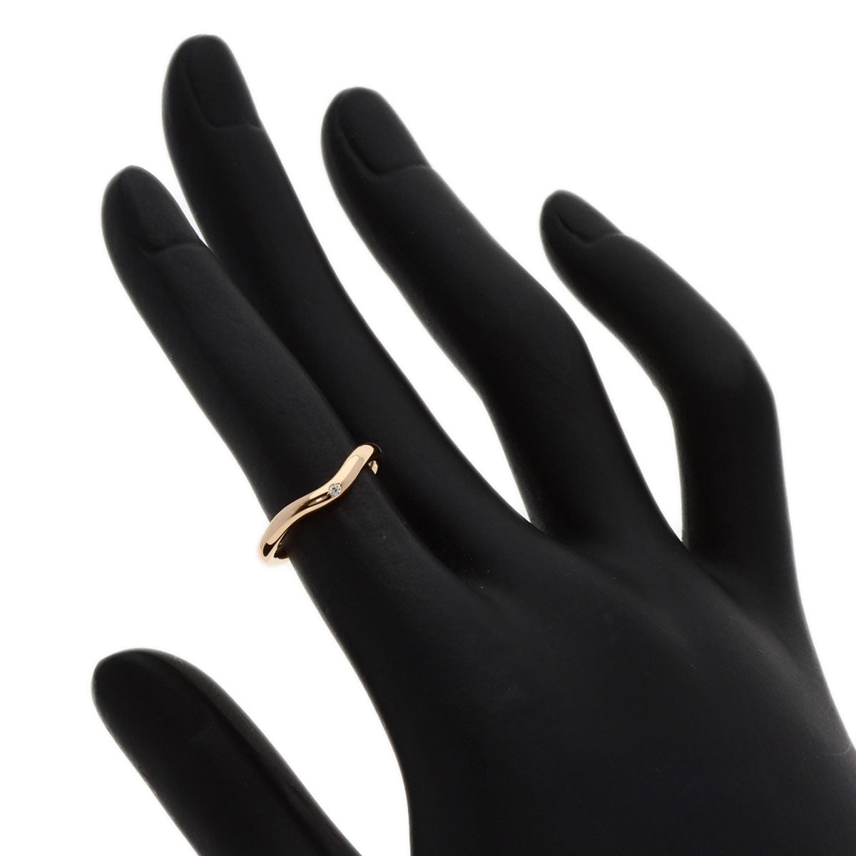TIFFANY&Co. Curved Band 1P Diamond Ring K18 Pink Gold Ladies [Used]