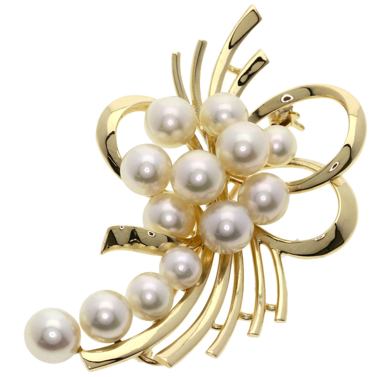 MIKIMOTO Pearl Pearl Brooch K14 Yellow Gold Ladies [Used]
