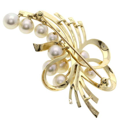 MIKIMOTO Pearl Pearl Brooch K14 Yellow Gold Ladies [Used]