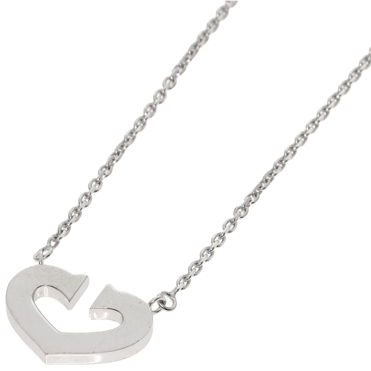 CARTIER C heart Necklace K18 White Gold Ladies [Used]