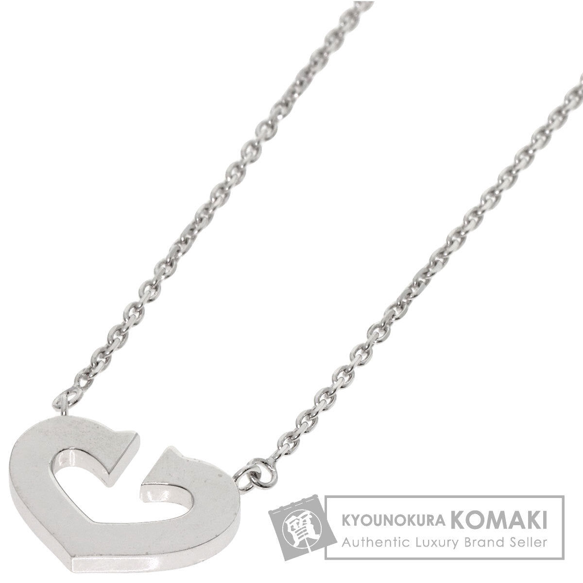 CARTIER C heart Necklace K18 White Gold Ladies [Used]
