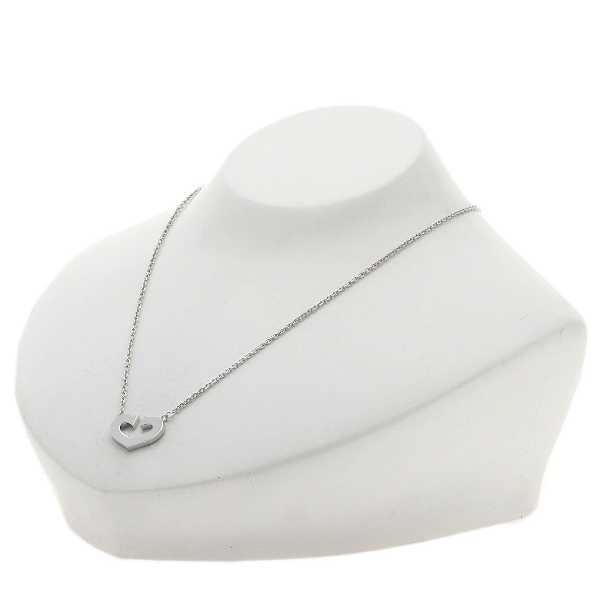 CARTIER C heart Necklace K18 White Gold Ladies [Used]