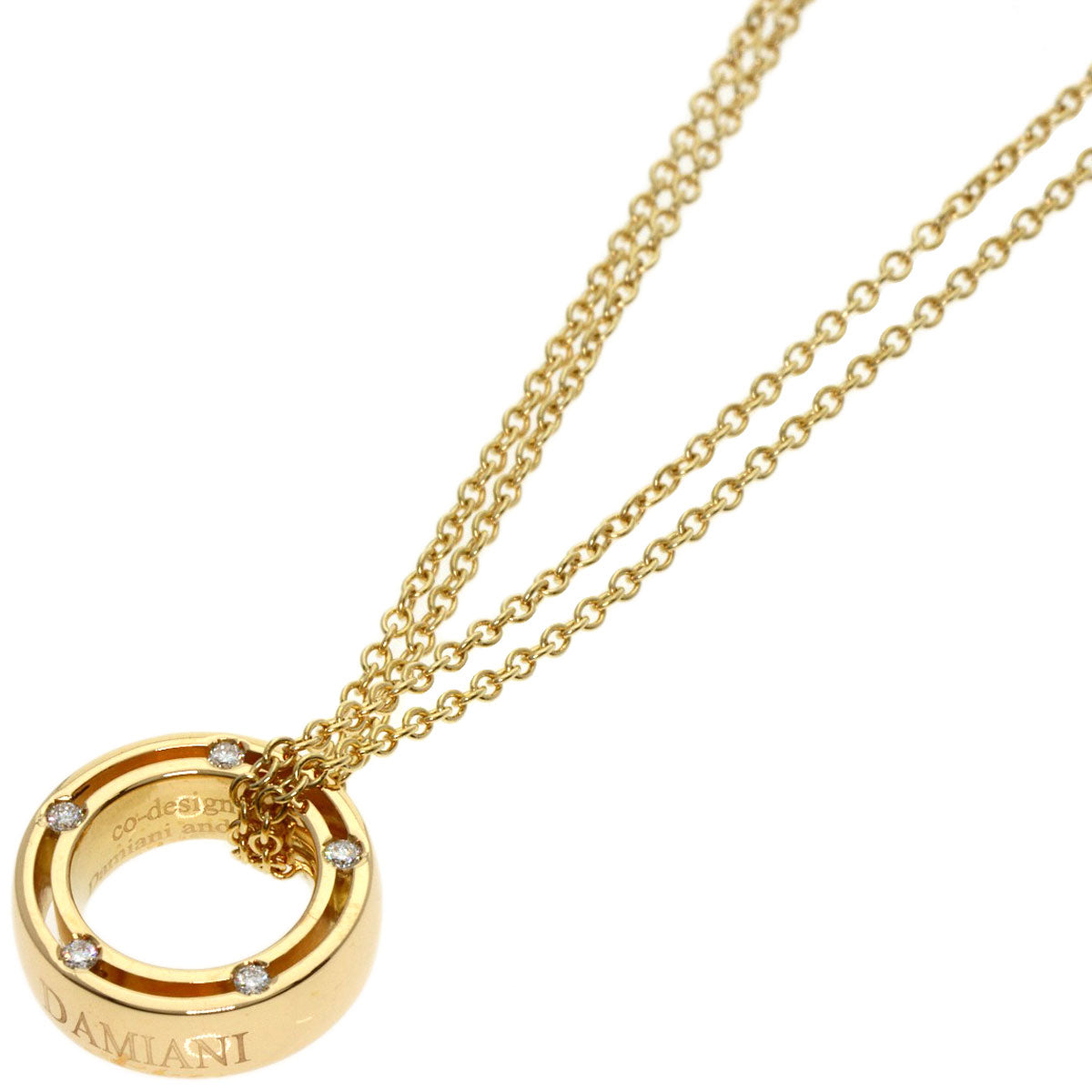 Damiani   Necklace D-Side WChain Diamond K18 Yellow Gold Ladies