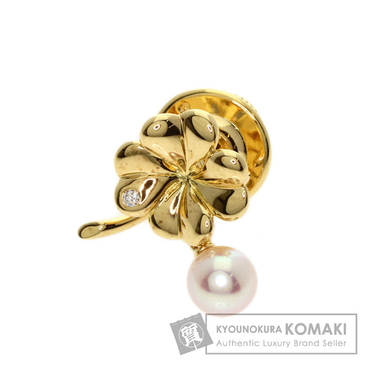 MIKIMOTO Pearl Pearl Diamond Pin Brooch Brooch K18 Yellow Gold Ladies [Used]