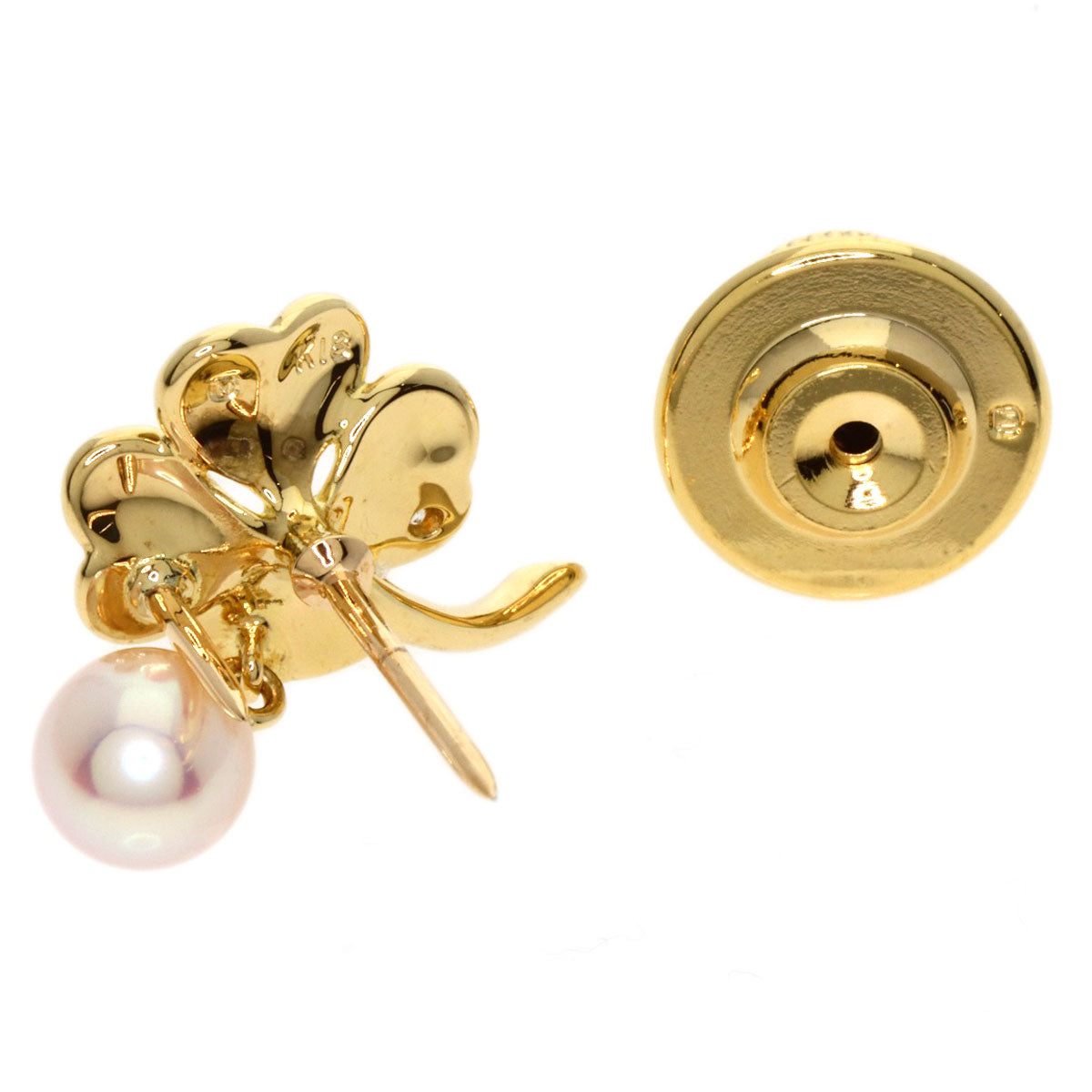 MIKIMOTO Pearl Pearl Diamond Pin Brooch Brooch K18 Yellow Gold Ladies [Used]