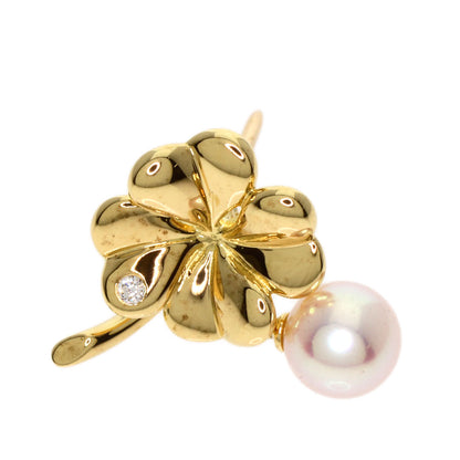 MIKIMOTO Pearl Pearl Diamond Pin Brooch Brooch K18 Yellow Gold Ladies [Used]