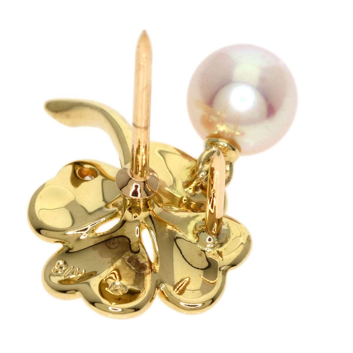 MIKIMOTO Pearl Pearl Diamond Pin Brooch Brooch K18 Yellow Gold Ladies [Used]