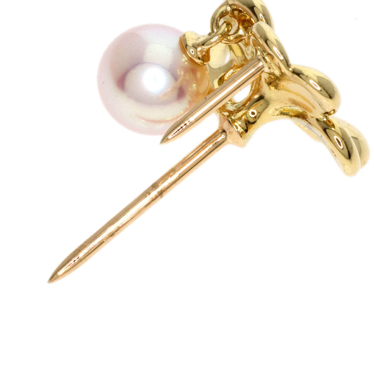 MIKIMOTO Pearl Pearl Diamond Pin Brooch Brooch K18 Yellow Gold Ladies [Used]