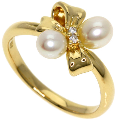 TASAKI Ribbon Pearl Pearl Diamond Ring K18 Yellow Gold Ladies [Used]