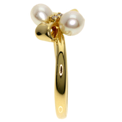 TASAKI Ribbon Pearl Pearl Diamond Ring K18 Yellow Gold Ladies [Used]