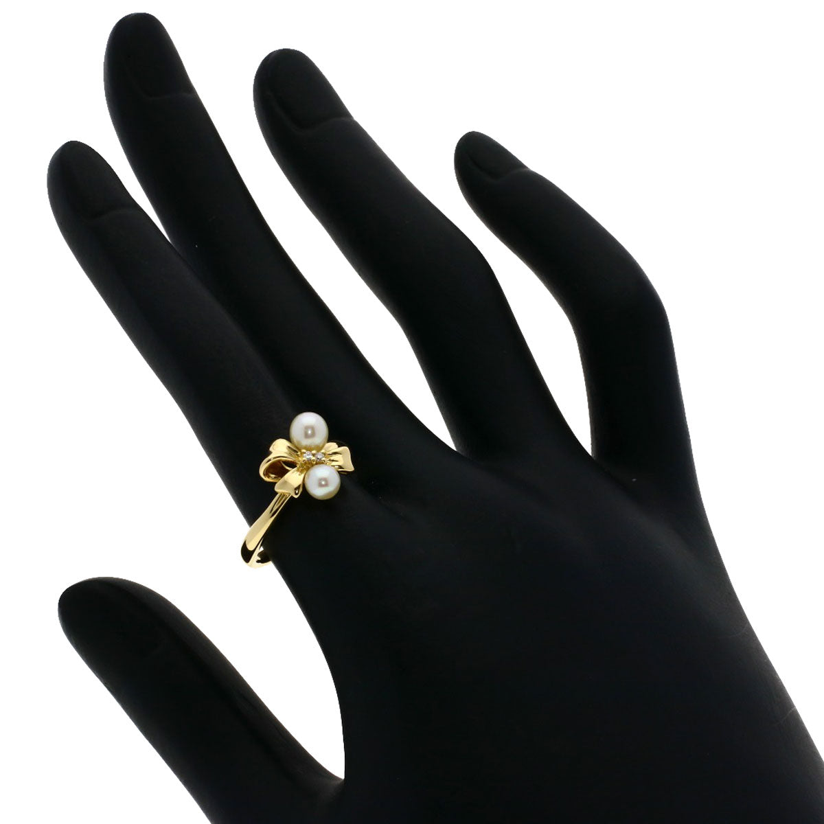 TASAKI Ribbon Pearl Pearl Diamond Ring K18 Yellow Gold Ladies [Used]