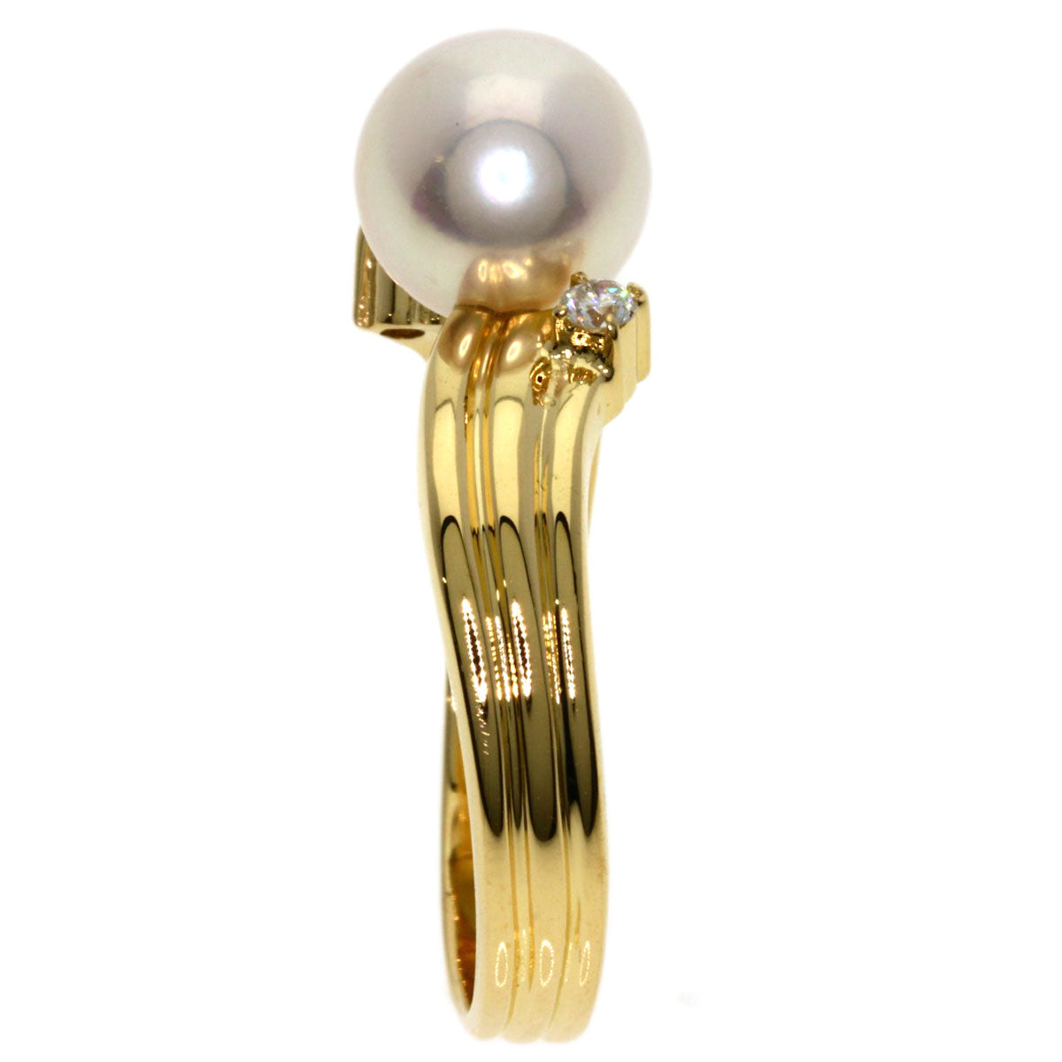 TASAKI Pearl Pearl Diamond Ring K18 Yellow Gold Ladies [Used]