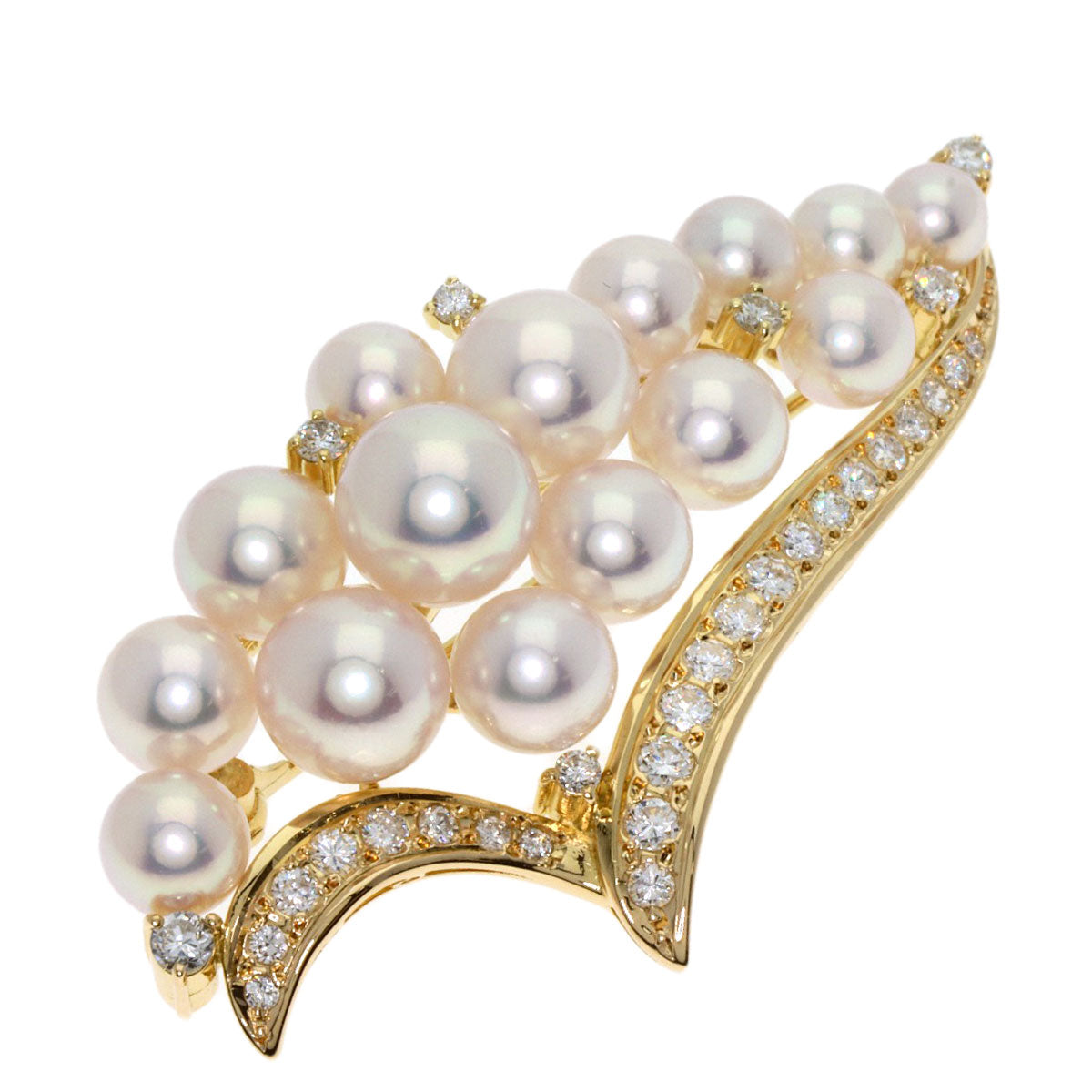 TASAKI   Pearl Pearl Diamond Brooch  K18 Yellow Gold Ladies  [’†ŒÃ]