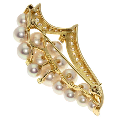 TASAKI   Pearl Pearl Diamond Brooch  K18 Yellow Gold Ladies  [’†ŒÃ]
