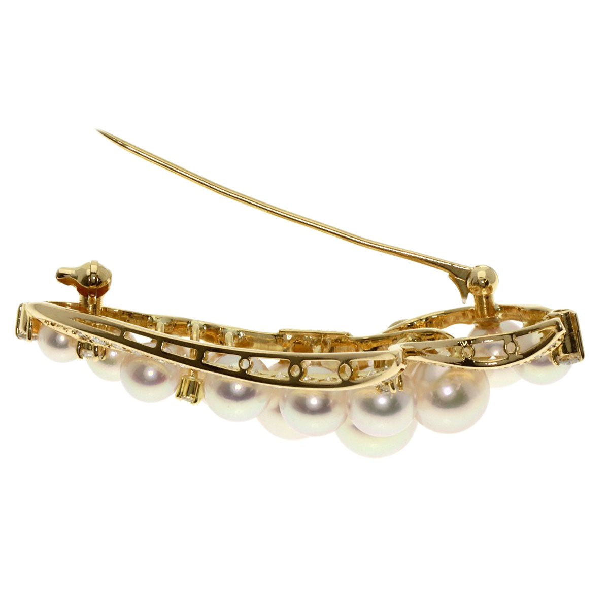 TASAKI   Pearl Pearl Diamond Brooch  K18 Yellow Gold Ladies  [’†ŒÃ]