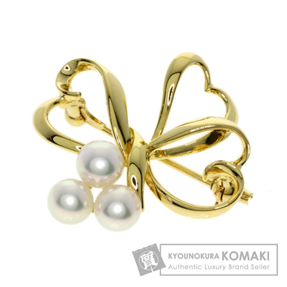 MIKIMOTO Heart Pearl Pearl Brooch K18 Yellow Gold Ladies [Used]