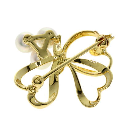MIKIMOTO Heart Pearl Pearl Brooch K18 Yellow Gold Ladies [Used]