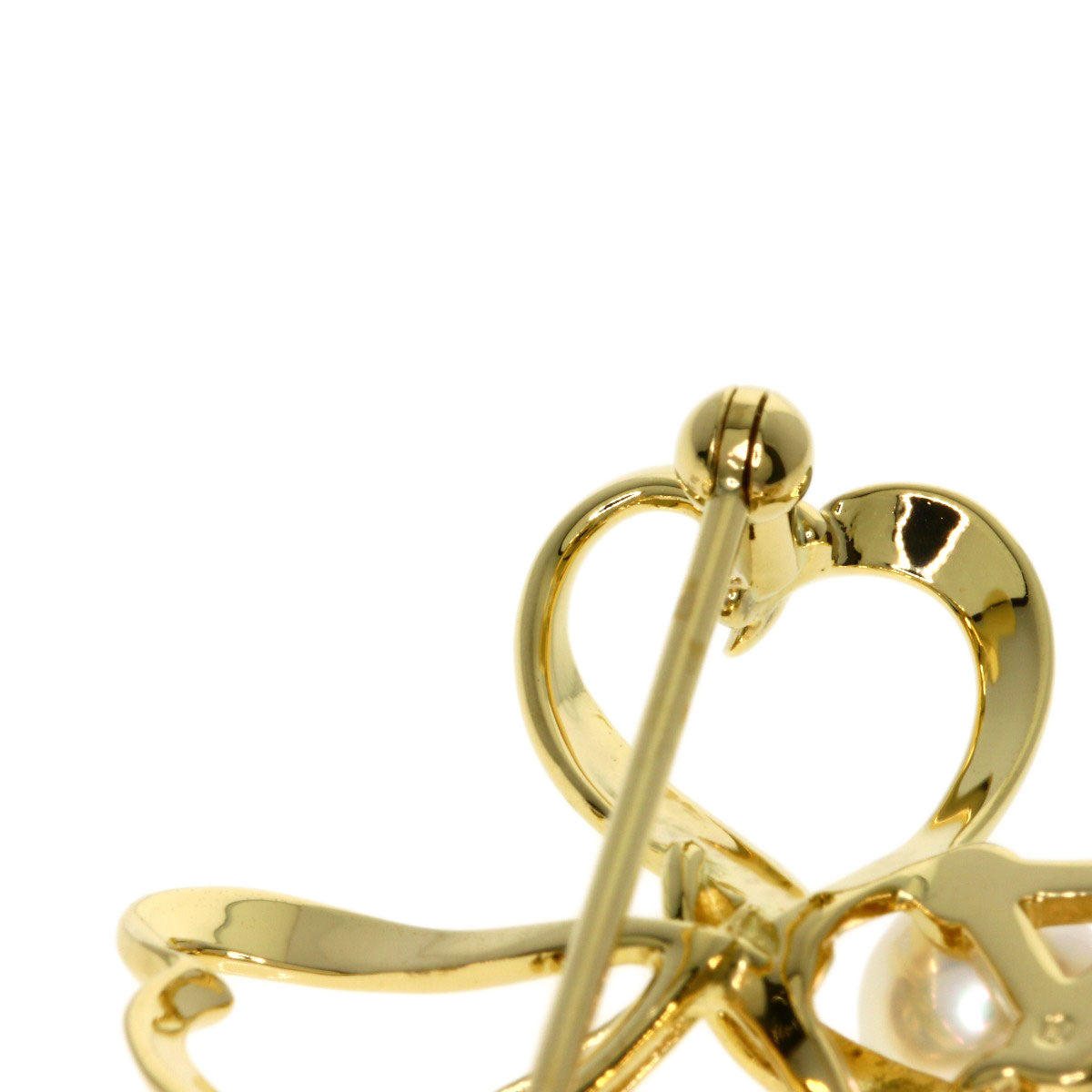 MIKIMOTO Heart Pearl Pearl Brooch K18 Yellow Gold Ladies [Used]