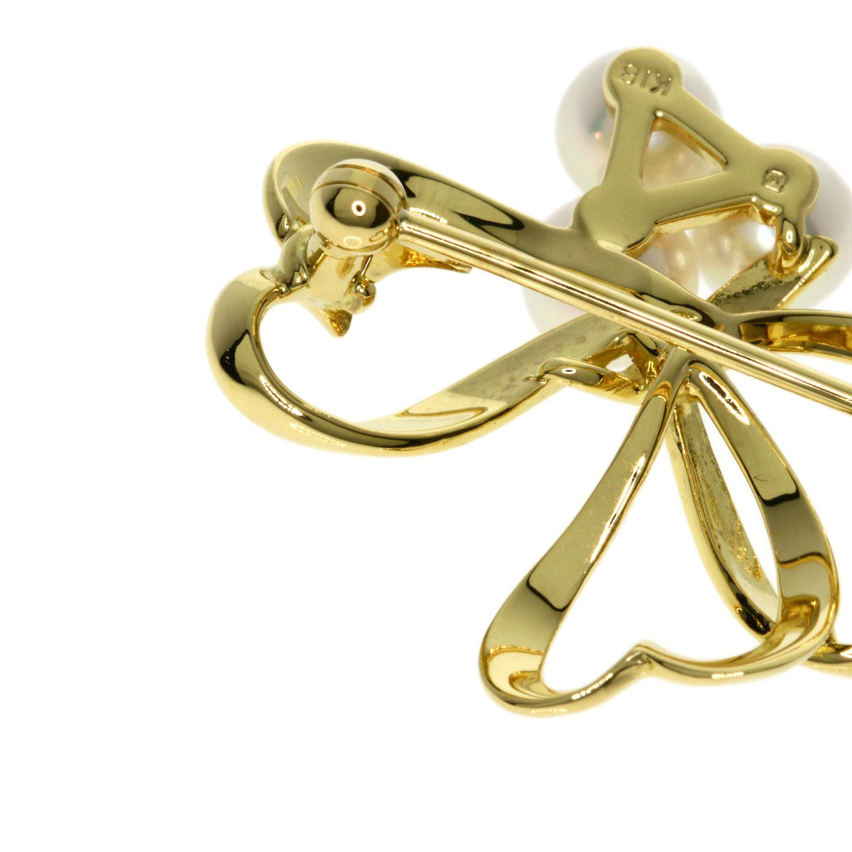 MIKIMOTO Heart Pearl Pearl Brooch K18 Yellow Gold Ladies [Used]