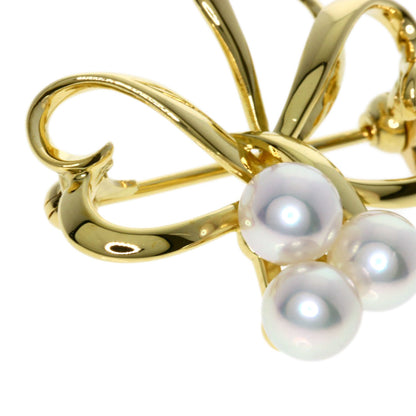 MIKIMOTO Heart Pearl Pearl Brooch K18 Yellow Gold Ladies [Used]