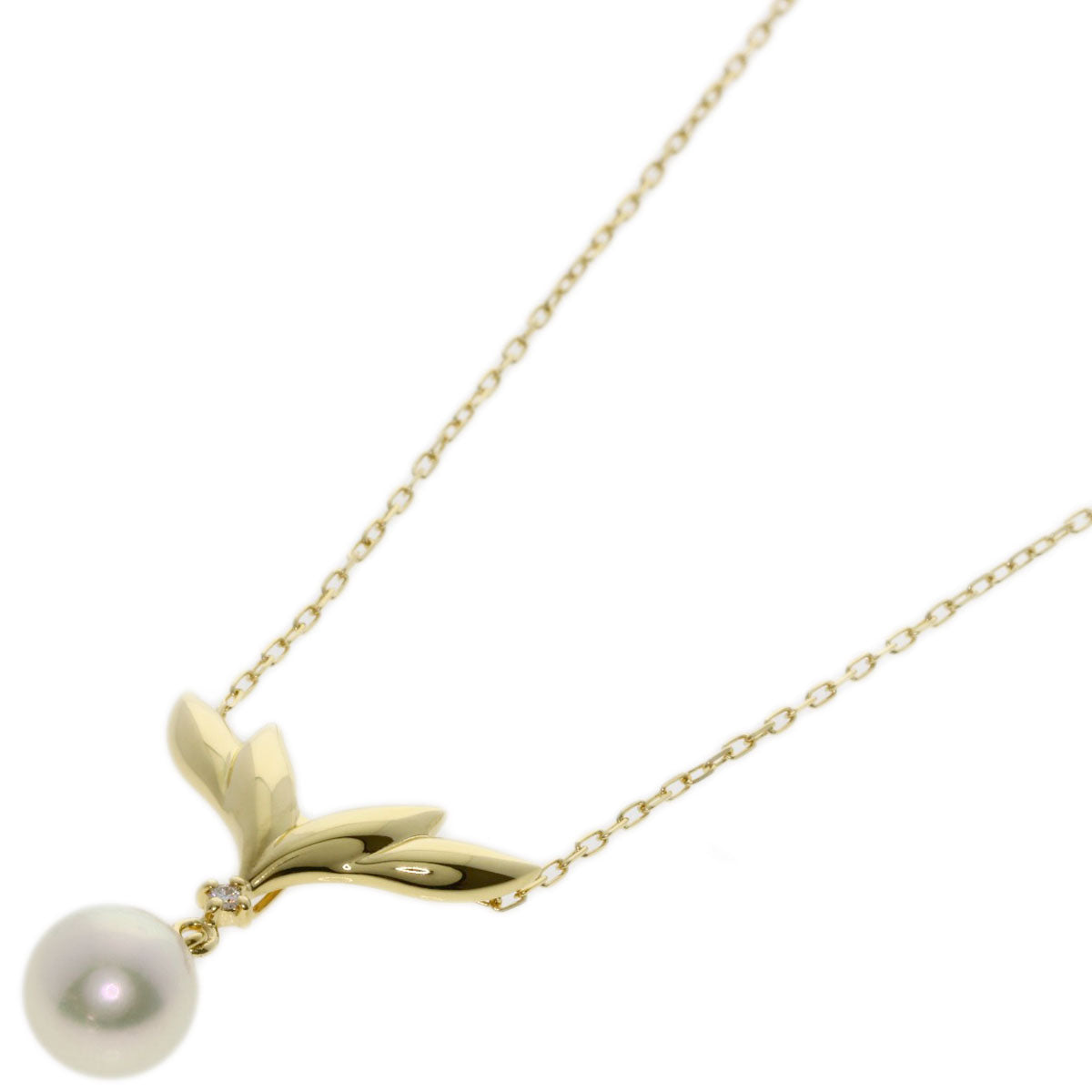 MIKIMOTO Pearl Pearl Diamond Necklace K18 Yellow Gold Ladies [Used]