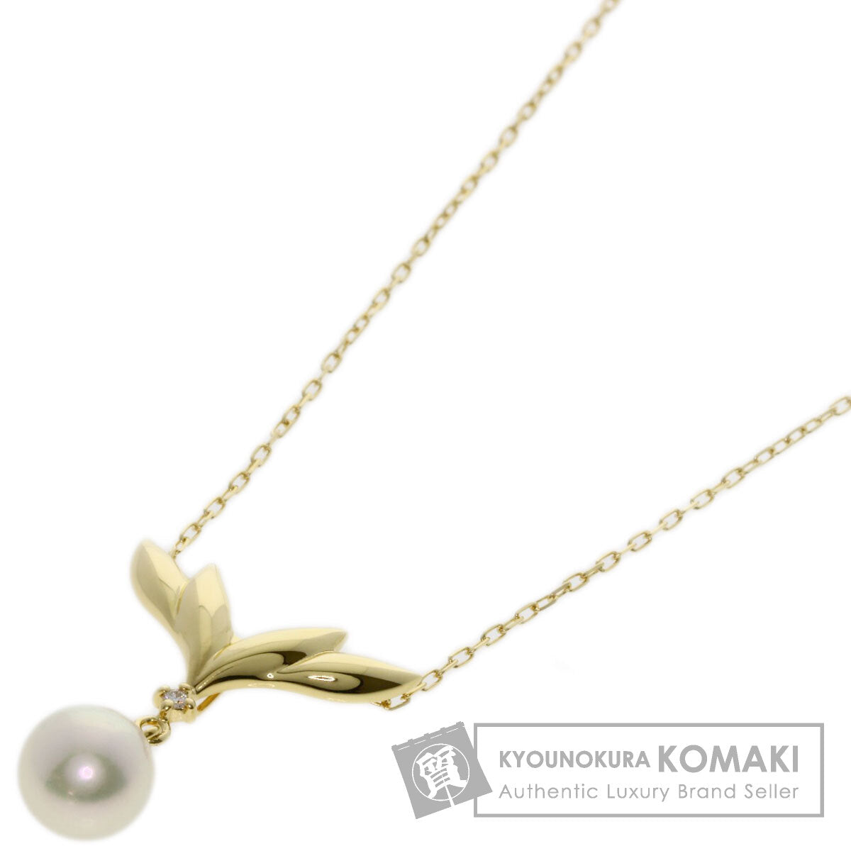 MIKIMOTO Pearl Pearl Diamond Necklace K18 Yellow Gold Ladies [Used]