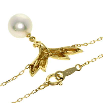 MIKIMOTO Pearl Pearl Diamond Necklace K18 Yellow Gold Ladies [Used]