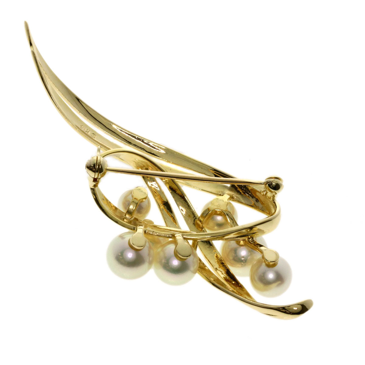 MIKIMOTO Pearl Pearl Brooch K14 Yellow Gold Ladies [Used]