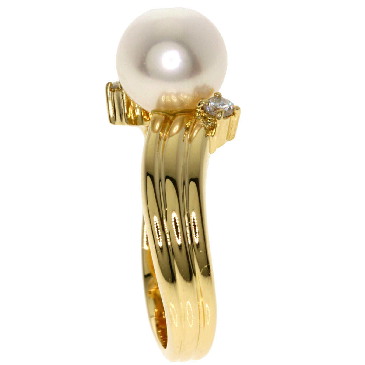 TASAKI Pearl Pearl Diamond Ring K18 Yellow Gold Ladies [Used]