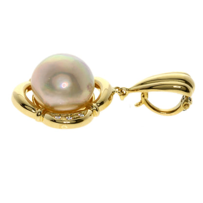 TASAKI Pearl Pearl Diamond Pendant top K18 Yellow Gold Ladies [Used]