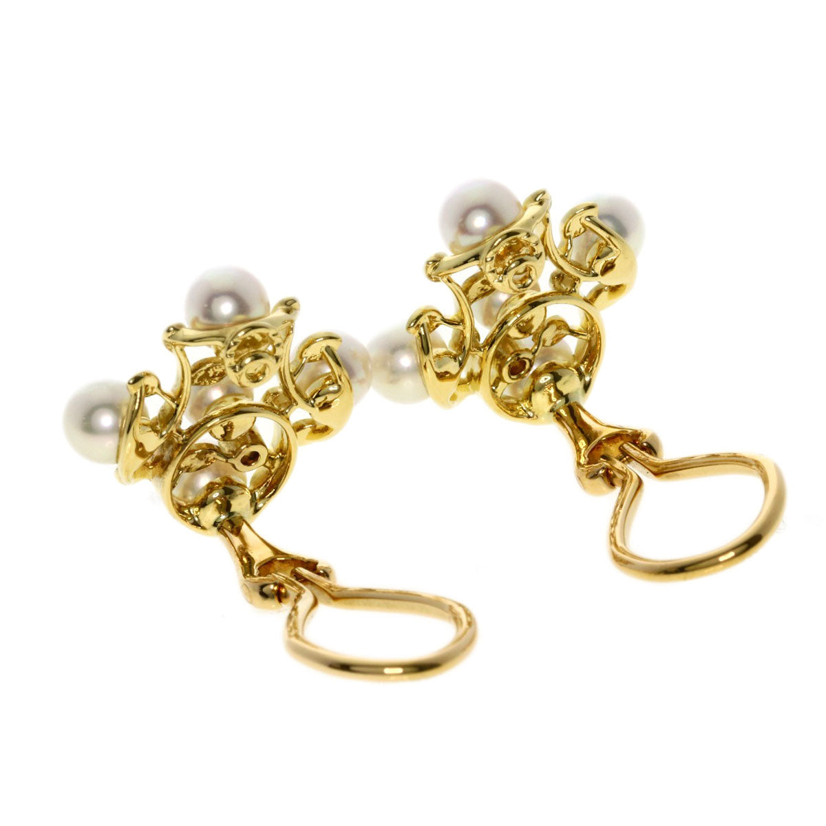 MIKIMOTO Pearl Pearl Diamond Earring K18 Yellow Gold Ladies [Used]