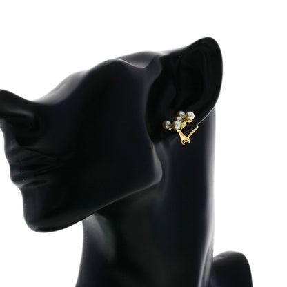 MIKIMOTO Pearl Pearl Diamond Earring K18 Yellow Gold Ladies [Used]