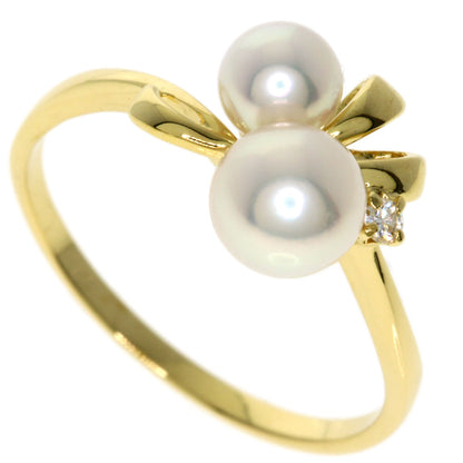 MIKIMOTO Pearl Pearl Diamond Ring K18 Yellow Gold Ladies [Used]