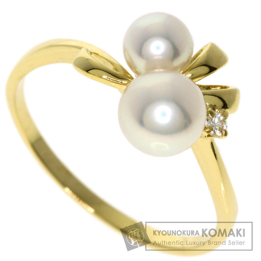 MIKIMOTO Pearl Pearl Diamond Ring K18 Yellow Gold Ladies [Used]