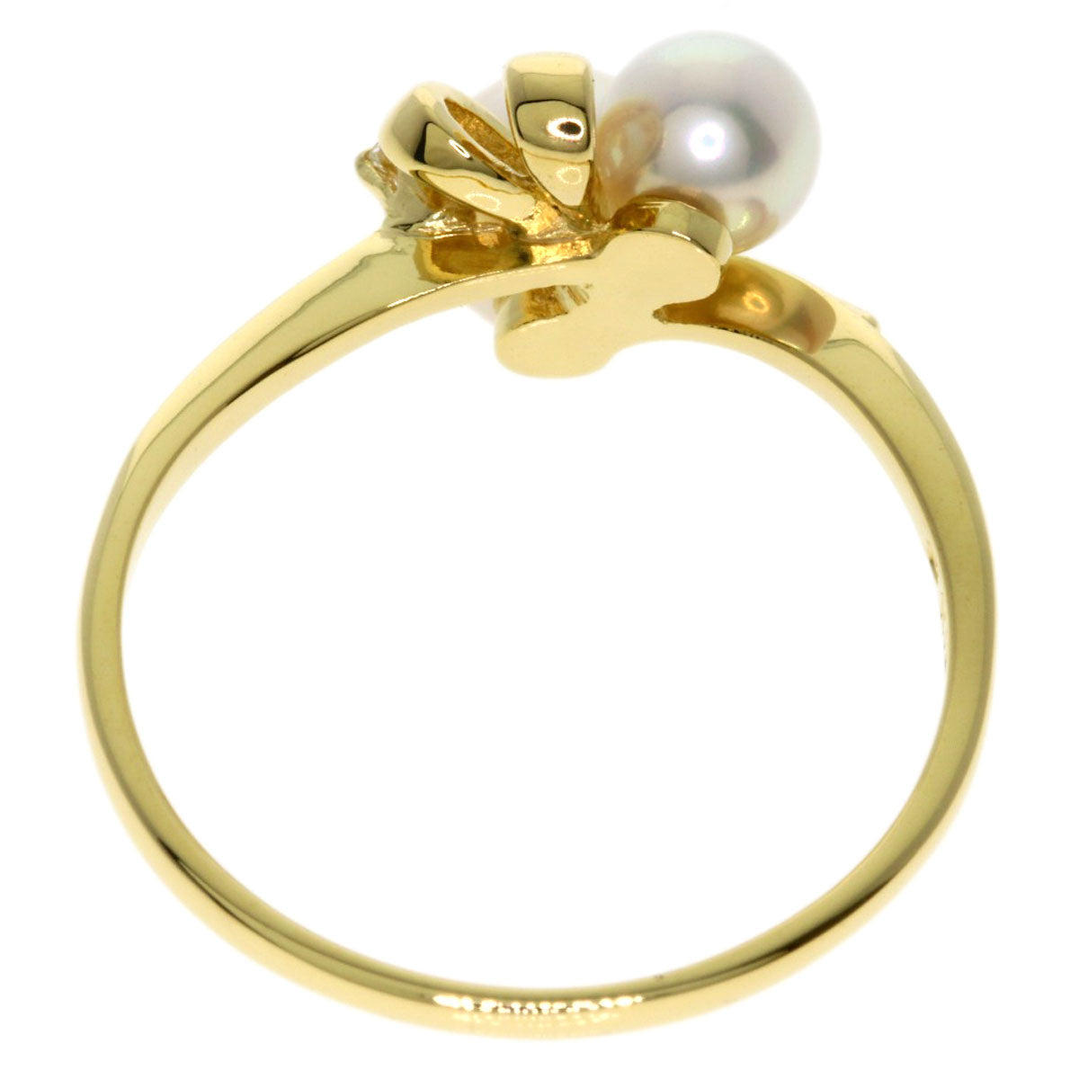 MIKIMOTO Pearl Pearl Diamond Ring K18 Yellow Gold Ladies [Used]