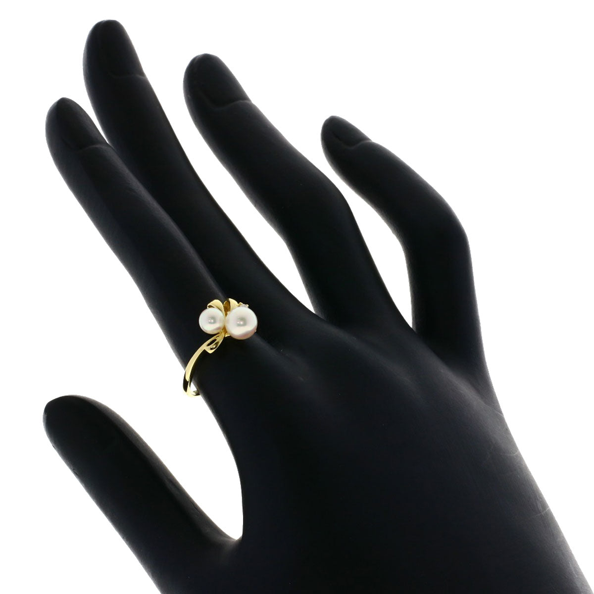 MIKIMOTO Pearl Pearl Diamond Ring K18 Yellow Gold Ladies [Used]