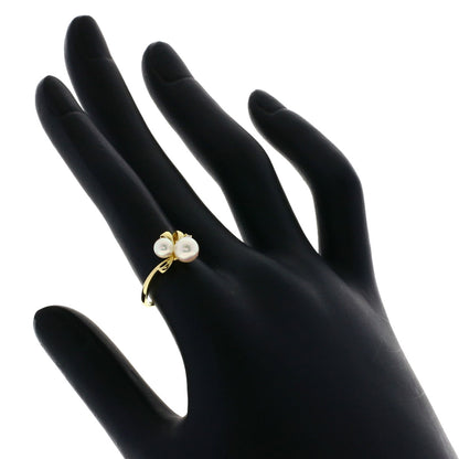 MIKIMOTO Pearl Pearl Diamond Ring K18 Yellow Gold Ladies [Used]