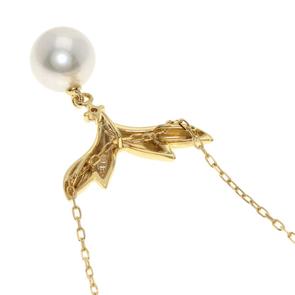 MIKIMOTO Pearl Pearl 1P Diamond Necklace K18 Yellow Gold Ladies [Used]