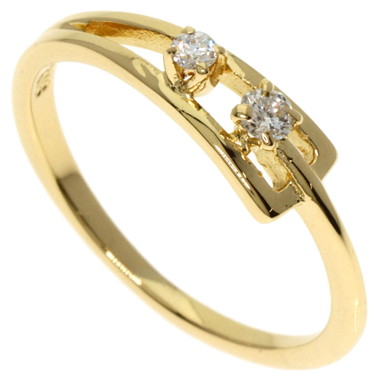 MIKIMOTO 2P Diamond Ring K18 Yellow Gold Ladies [Used]