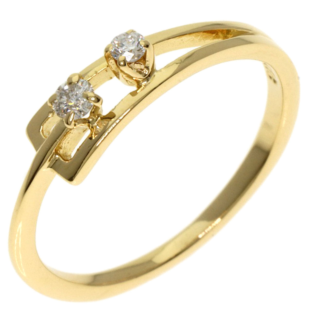 MIKIMOTO 2P Diamond Ring K18 Yellow Gold Ladies [Used]