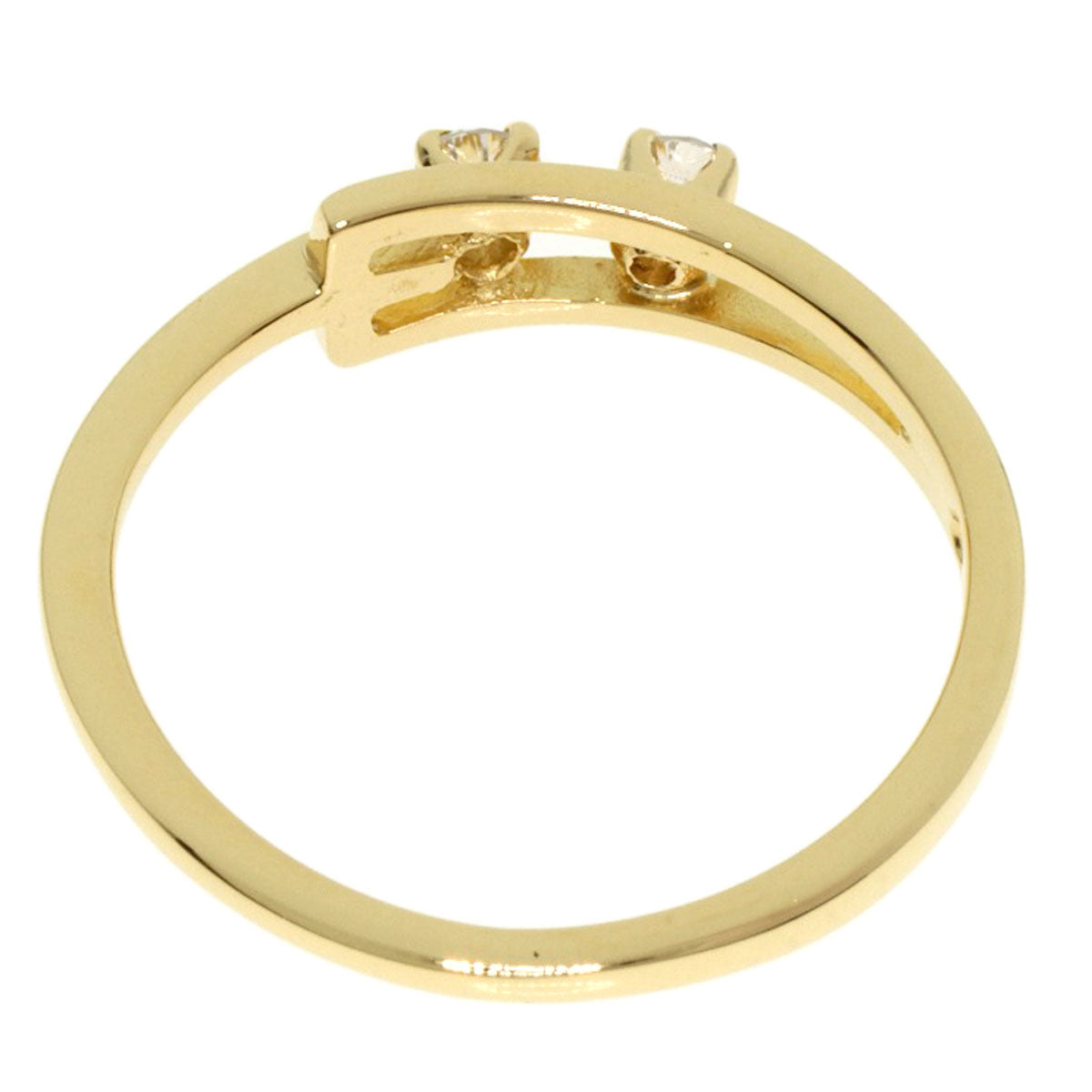 MIKIMOTO 2P Diamond Ring K18 Yellow Gold Ladies [Used]