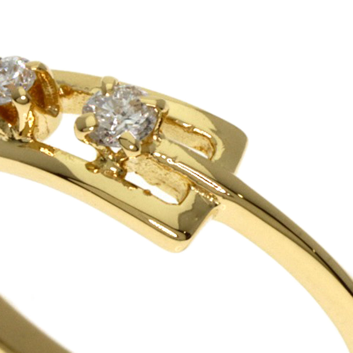 MIKIMOTO 2P Diamond Ring K18 Yellow Gold Ladies [Used]