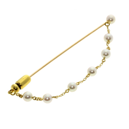 MIKIMOTO Pearl Pearl Pin Brooch Brooch K18 Yellow Gold Ladies [Used]