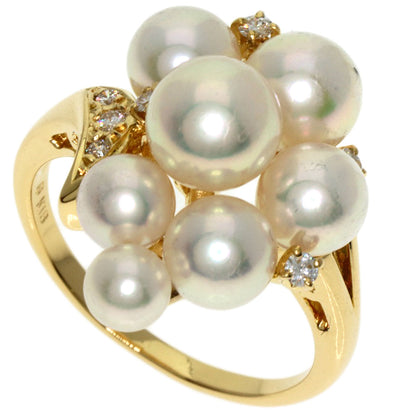 MIKIMOTO Pearl Pearl Diamond Ring K18 Yellow Gold Ladies [Used]