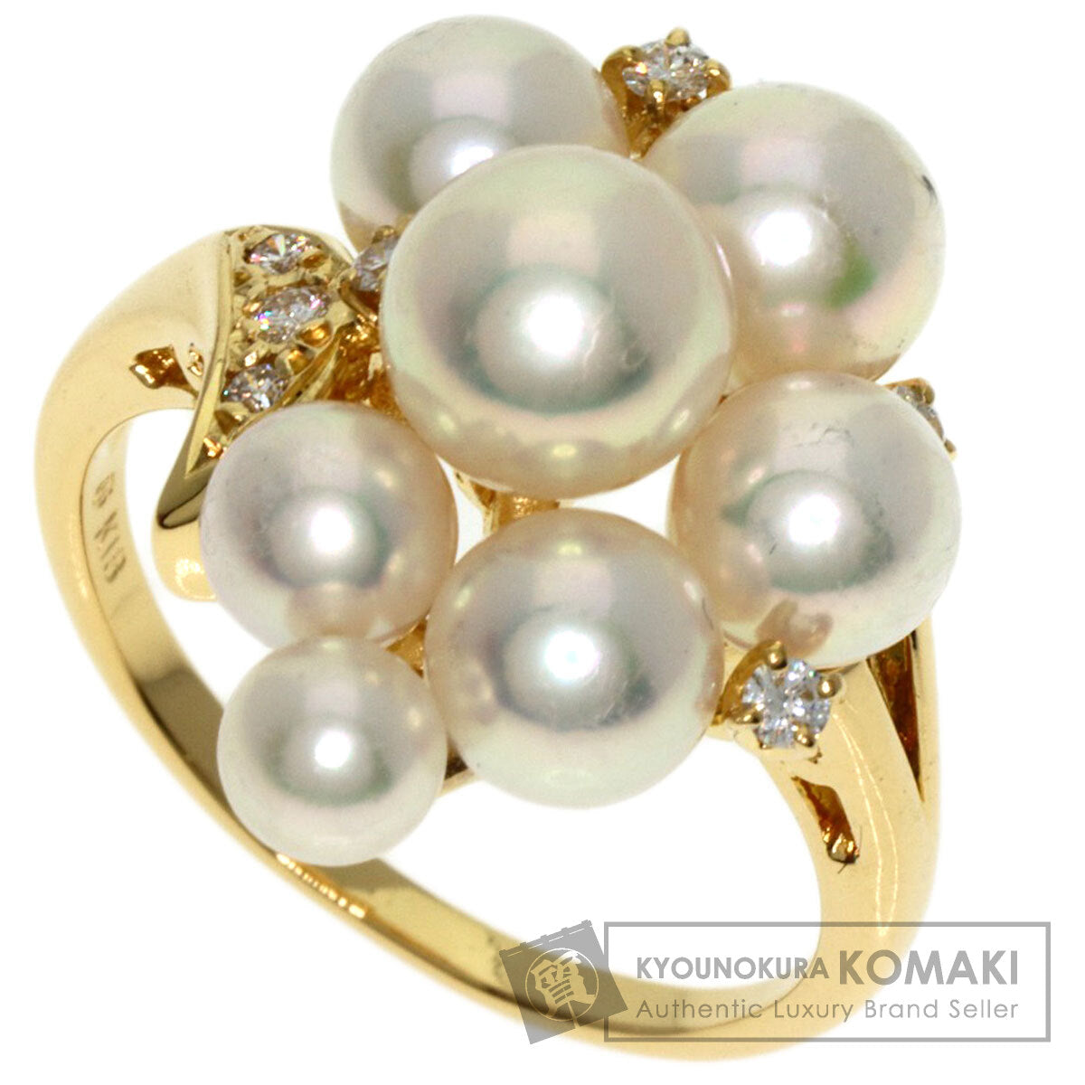 MIKIMOTO Pearl Pearl Diamond Ring K18 Yellow Gold Ladies [Used]