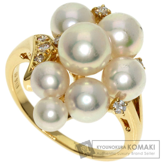 MIKIMOTO Pearl Pearl Diamond Ring K18 Yellow Gold Ladies [Used]